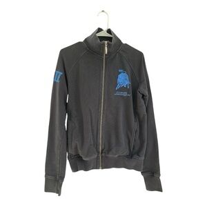 Automobili Lamborghini Black Royal Blue Embroidered Zip Jacket Sweatshirt XS